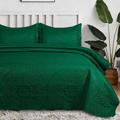 King Quilt Bedding Set - Lightweight Floral Bedspread with Pillow Shams
