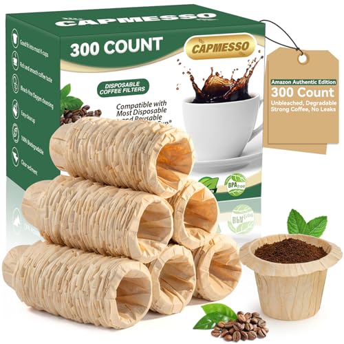 Disposable Paper Coffee Filters for Reusable Single Serve Pods - 300 Count