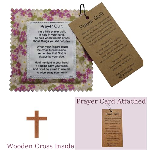 Mini Prayer Quilt with Cross - Handcrafted Spiritual Keepsake