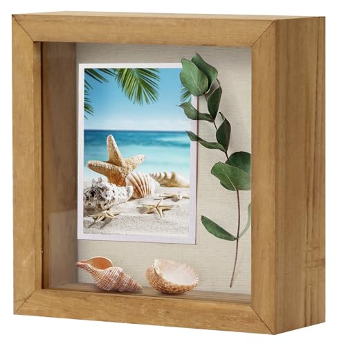 5x5 Wood Shadow Box Display Case for Memorabilia, Photos and Awards