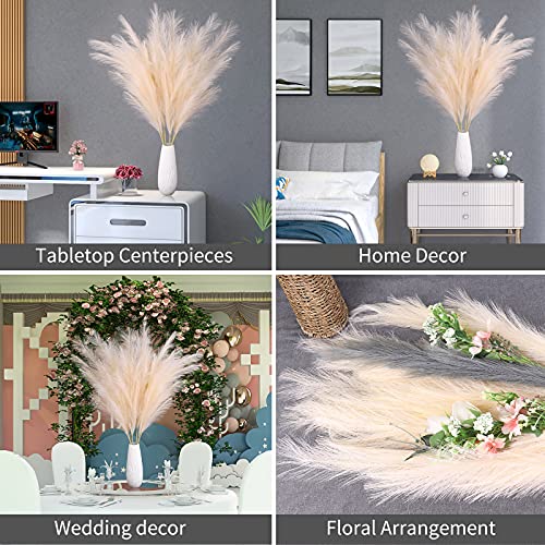 43-Inch Faux Pampas Grass Decor, 6 Stems Tall Artificial Boho Flower Branches