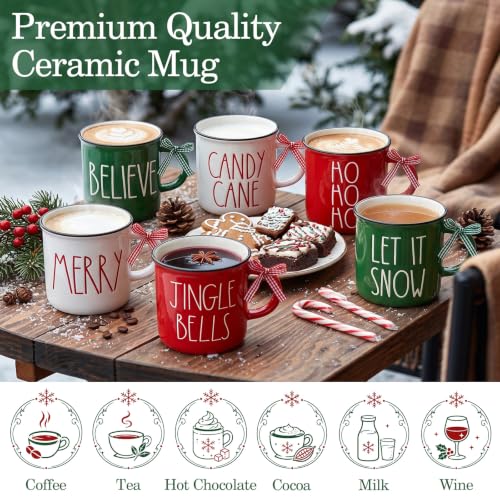 Suttmin 12 Pcs Christmas Mugs Set Bulk Holiday Gifts Red Green 10 oz - Festive Drinkware