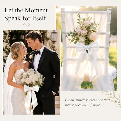2 Pack White Wreath Sash Blank Polyester Twill for Front Door Decor