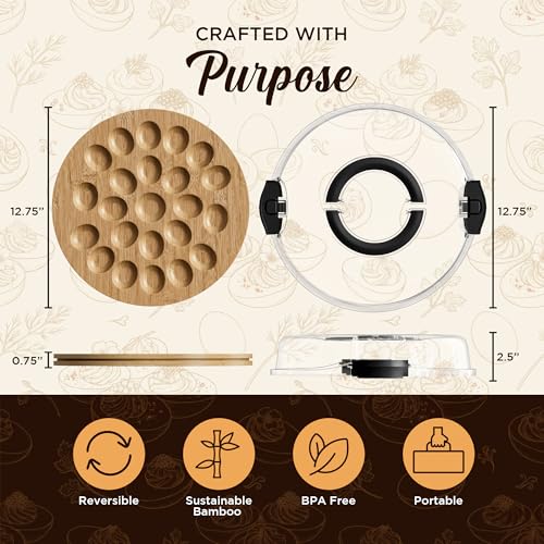 Bamboo Deviled Egg Containers with Lid, 22 Egg Capacity - Trayful