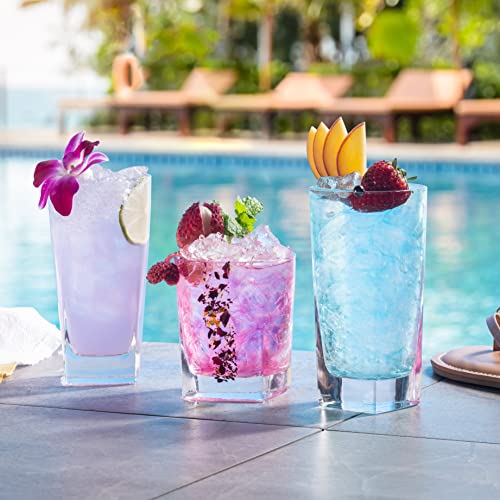 Le'raze 8-Piece Glass Set - Tall Highball & Short Old Fashioned Drinking Glasses