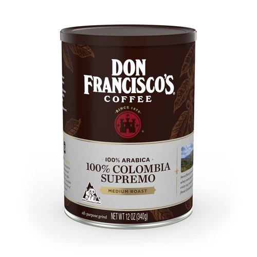 Don Francisco's 100% Colombia Supremo Ground Coffee - Rich, Aromatic Arabica Beans for a Delightful Morning Brew | 12 oz Can