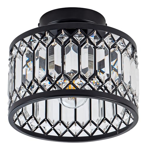 9" Crystal Ceiling Light Fixture, Modern Semi Flush Mount Light