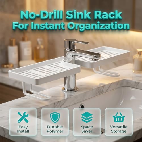 Over Sink Shelf - No-Drill Faucet Storage & Organizer Rack