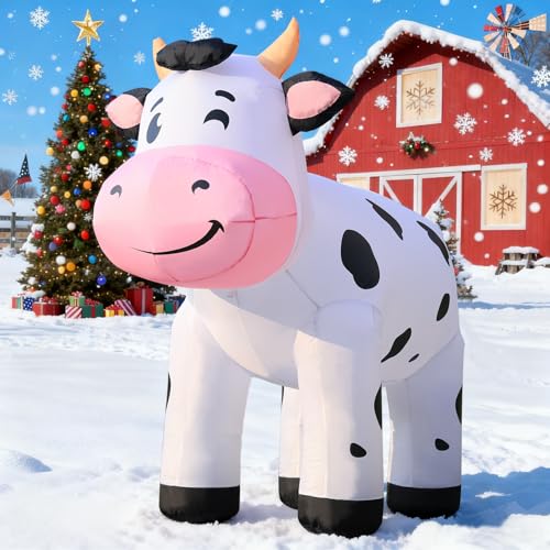 6.5 FT Inflatable Christmas Cow Outdoor Decor with Built-in LED Lights