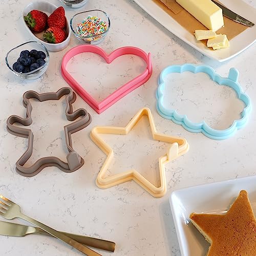 Silicone Pancake Molds Set of 4 Nonstick Fun Shapes for Griddle