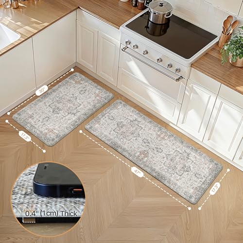 2-Piece Anti-Fatigue Kitchen Mat Set, Cushioned Memory Foam Standing Rugs
