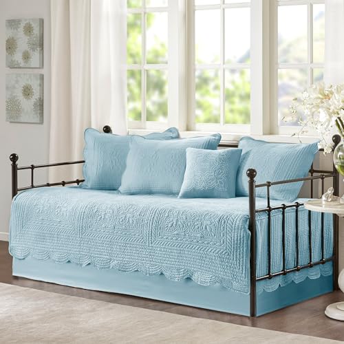 Coastal Damask Quilted Daybed Cover Set - 6-Piece All-Season Bedding
