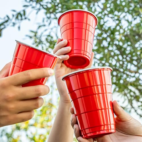 Sturdy Red Disposable Plastic Party Cups - 18oz, 50 Count