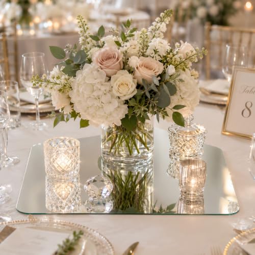 12-Piece 12x12 Inch Square Acrylic Mirror Tiles for Wall Decor & Centerpieces