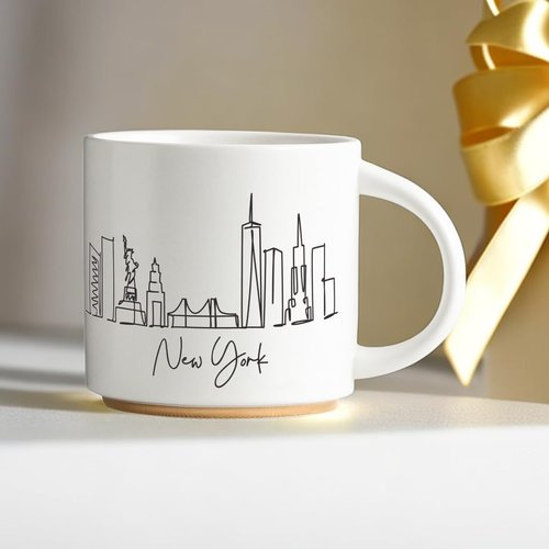 COLLECTIVE HOME - Skyline Ceramic Mug, Coffee Cup, Landscape Cups, 15 oz Tea Mugs, Elegant Personalized Mug with Gift Box, Luxurious Cups for Office and Home (New York)