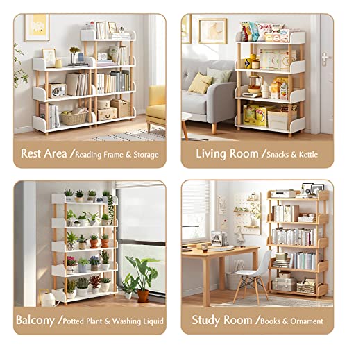 3-Tier Wooden Open Bookcase, Modern Display Shelf with Anti-Fall Edges