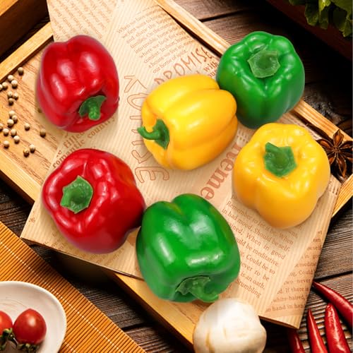 Artificial Bell Peppers 6-Piece Set, Lifelike Foam Decorative Vegetables