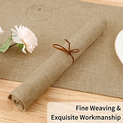 Cotton Linen Placemats Set of 6, 13" x 19" Washable Heat Resistant Mats