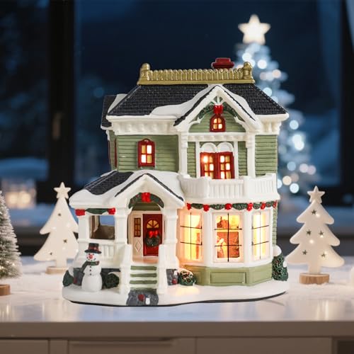 Lighted Christmas Village House - Ceramic Indoor Holiday Decor with LED