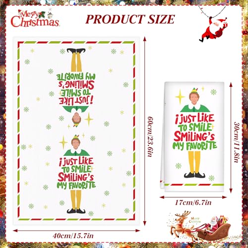 ZIOSINM Buddy the Elf Christmas Kitchen Towels 2 Pack - Fun Holiday Dish Towels