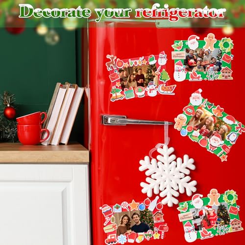Eersida 744 Pcs Christmas DIY Picture Frame Craft Kit with Foam Photo Frames & Magnetic Strips