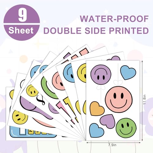 Back to School Pastel Smile Face Window Clings - 9 Sheets