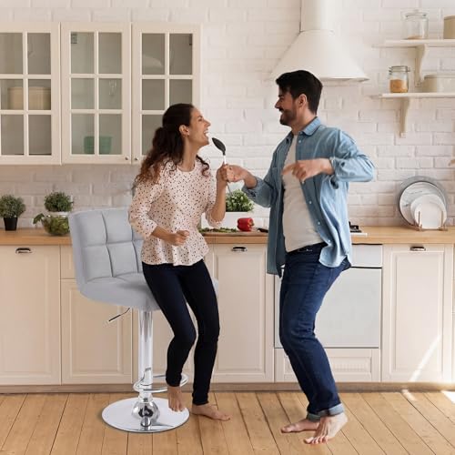 Adjustable Counter Height Bar Stools with Backrest, Set of 2, Grey