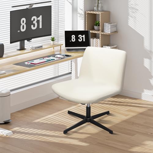 Stretchable Criss Cross Chair Slipcover for Armless Chairs - White