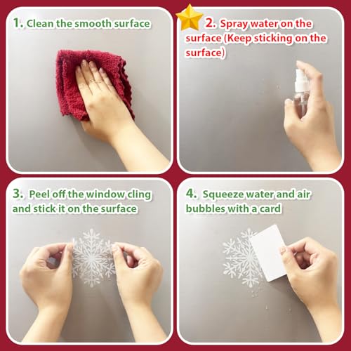NEWMIAO White Snowflake Window Clings 438-Piece Christmas Decor Set