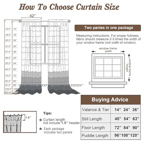 Burnt Orange Sheer Curtains - 84 Inch Length, 2 Panels, Light Filtering Drapes