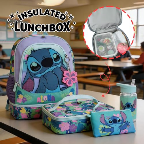 Kids 5-Piece 16-Inch Backpack Set with Lunch Bag & Utility Case - Purple