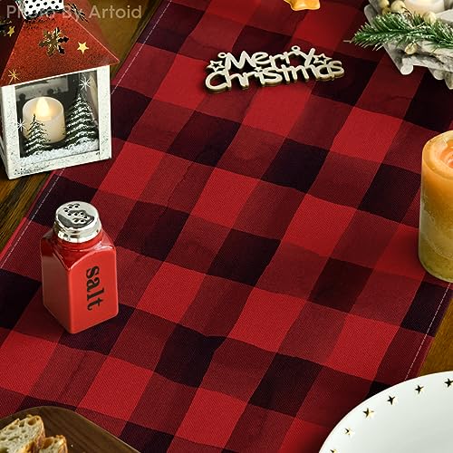 Artoid Mode Christmas Tree Truck Table Runner 13x108 Inch Red & Black Home Decor