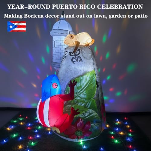 JULYSVE Puerto Rico Christmas Inflatables with Coqui Frog, 5FT Yard Decor - PR Inflatables 1