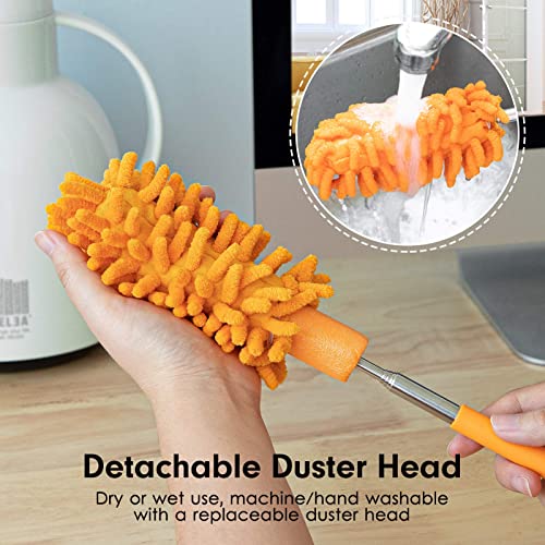 Extendable Microfiber Duster with 10-29" Pole & 2 Washable Heads