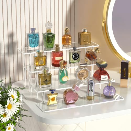 4-Tier Clear Acrylic Display Riser Shelf for Perfume, Figures & Desserts