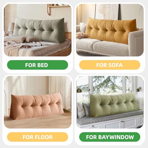 Beige Wedge Backrest Pillow for Twin XL Bed - Removable Washable Cover