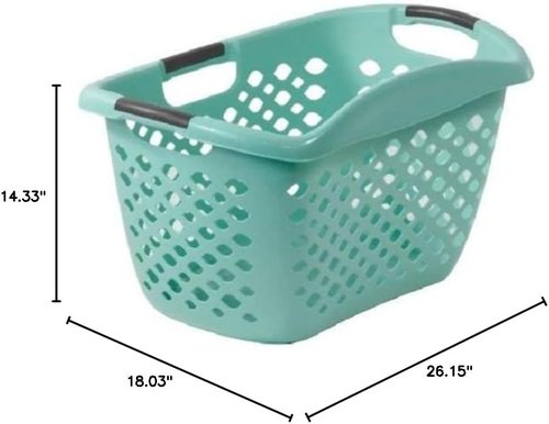 Home Logic Large-Capacity Hip Grip Laundry Basket - 1.8 Bu, Stylish Teal Splash Design