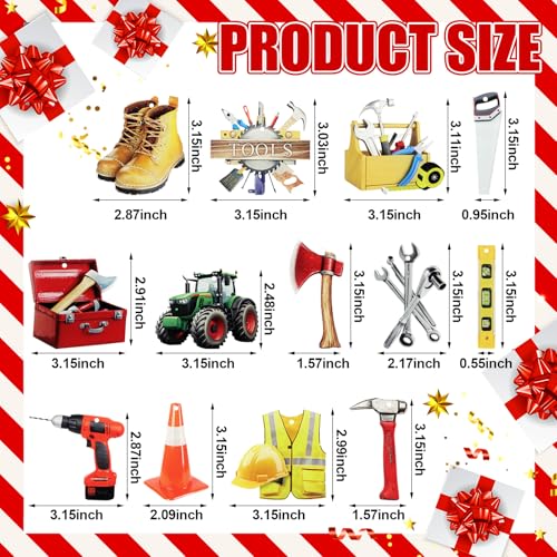Construction Tool Christmas Ornaments - 26 Acrylic Handyman Tree Decorations