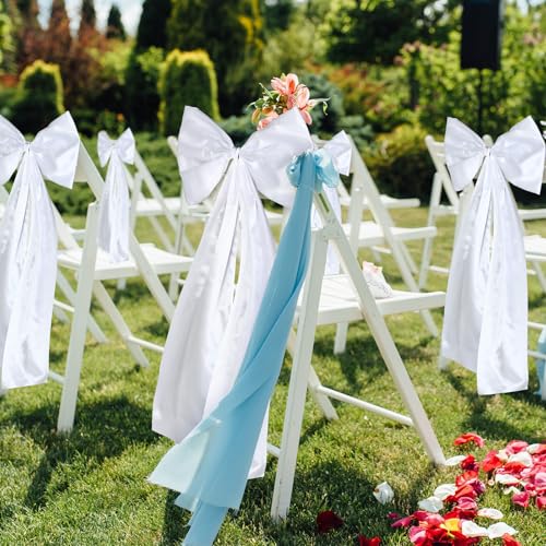 Large Satin Wedding Pew Bows for Ceremony Aisle Decoration, 12 Pack