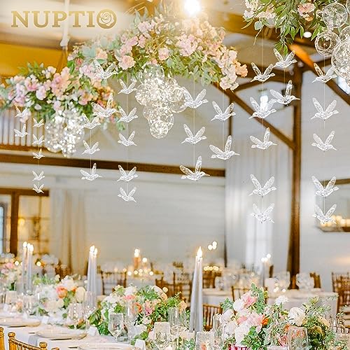 NUPTIO 100 Pcs Acrylic Flying Bird Hanging Ornaments for Decorations
