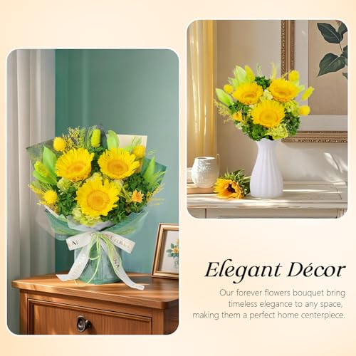 Preserved Sunflower Bouquet with Vase – Eternal Flowers Gift Set