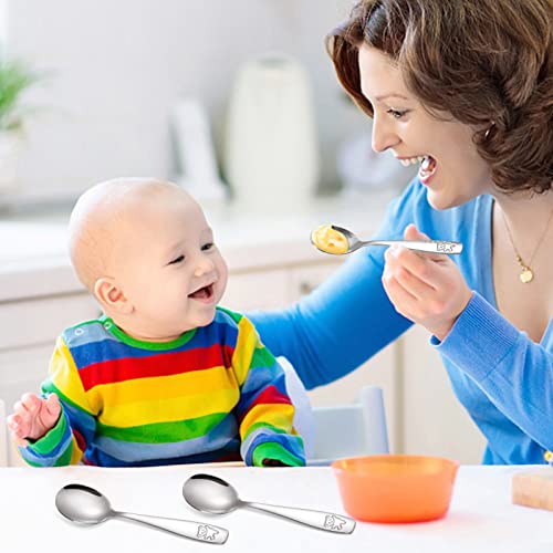 9-Piece Stainless Steel Toddler Spoons Set with Bear Engraving