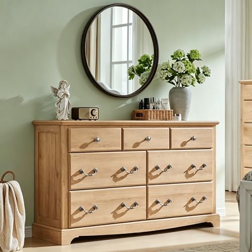 4-Piece Farmhouse Bedroom Dresser and Nightstand Set, Light Walnut