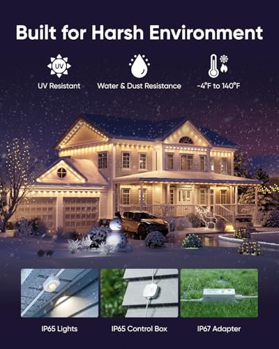 eufy Outdoor Permanent LED Lights 100ft, White, Triple-LED, App-Controlled