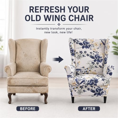 Wingback Chair Slipcover 2-Piece, Stretch Non-Slip Protector