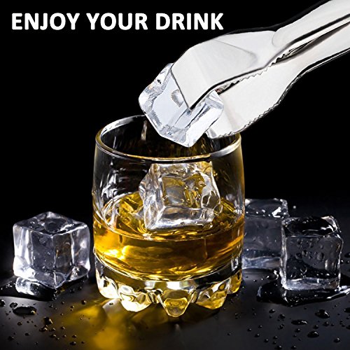 HINMAY 6-3/4 Inch Stainless Steel Ice Tongs for Ice Buckets, Multi-Purpose Serving Tool
