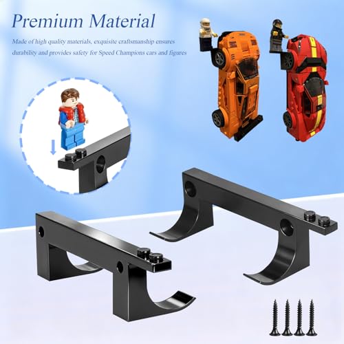 12-Piece Wall Mount Display Set for Brick Car Models and Minifigures