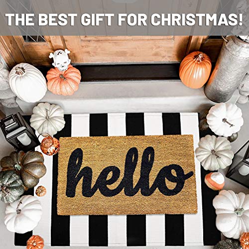 Black and White Striped Door Mat 27.5 x 43 Inch Washable Cotton Rug