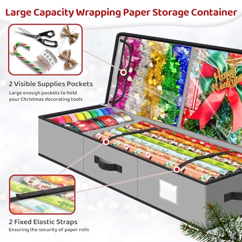 Wrapping Paper Storage Organizer for 40 Inch Rolls Under Bed Container