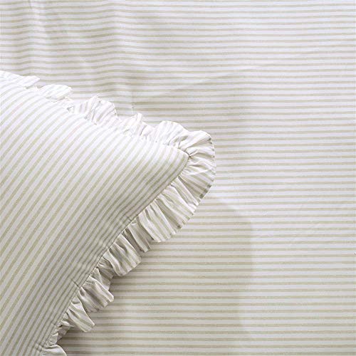 Lush Decor Ticking Stripe 3-Piece King Bedspread Set - Farmhouse Ruffle Bedding